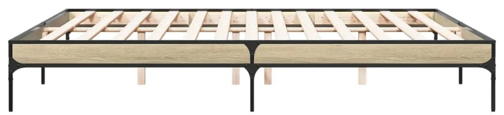 vidaXL Πλαίσιο Κρεβατιού Sonoma Δρυς 200x200 εκ. Επεξ. Ξύλο &amp; Μέταλλο