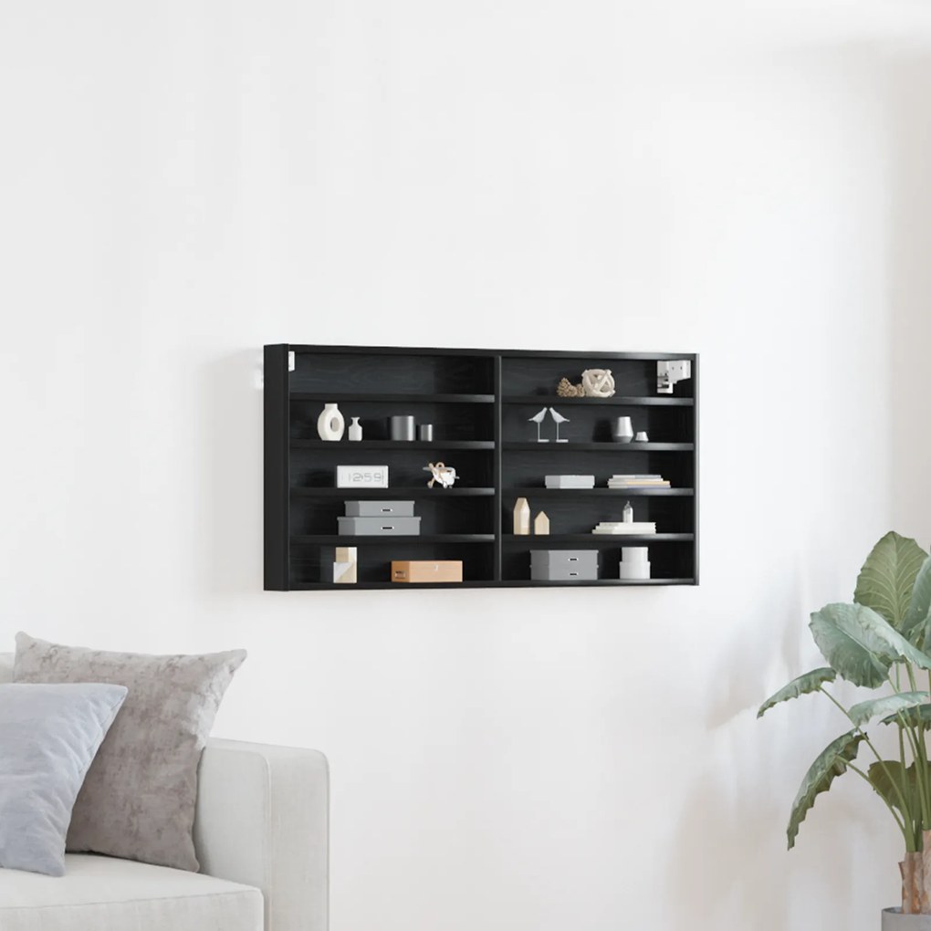 vidaXL Βιτρίνα με ράφι Μαύρη δρυς 100 x 8.5 x 50 cm Επεξεργασμένο ξύλο