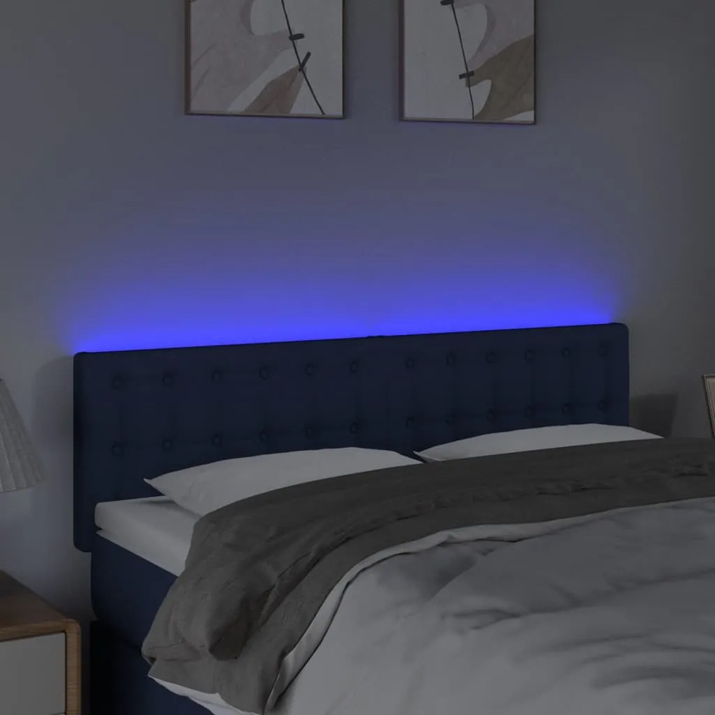 Κεφαλάρι Κρεβατιού LED Μπλε 144x5x78/88 εκ. Υφασμάτινο 3122050