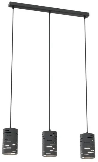 Κρεμαστό Φωτιστικό Οροφής 3xE27 Μαύρο 64cm Tank 1431/3 Emibig -1431/3-Μαύρο 1431/3