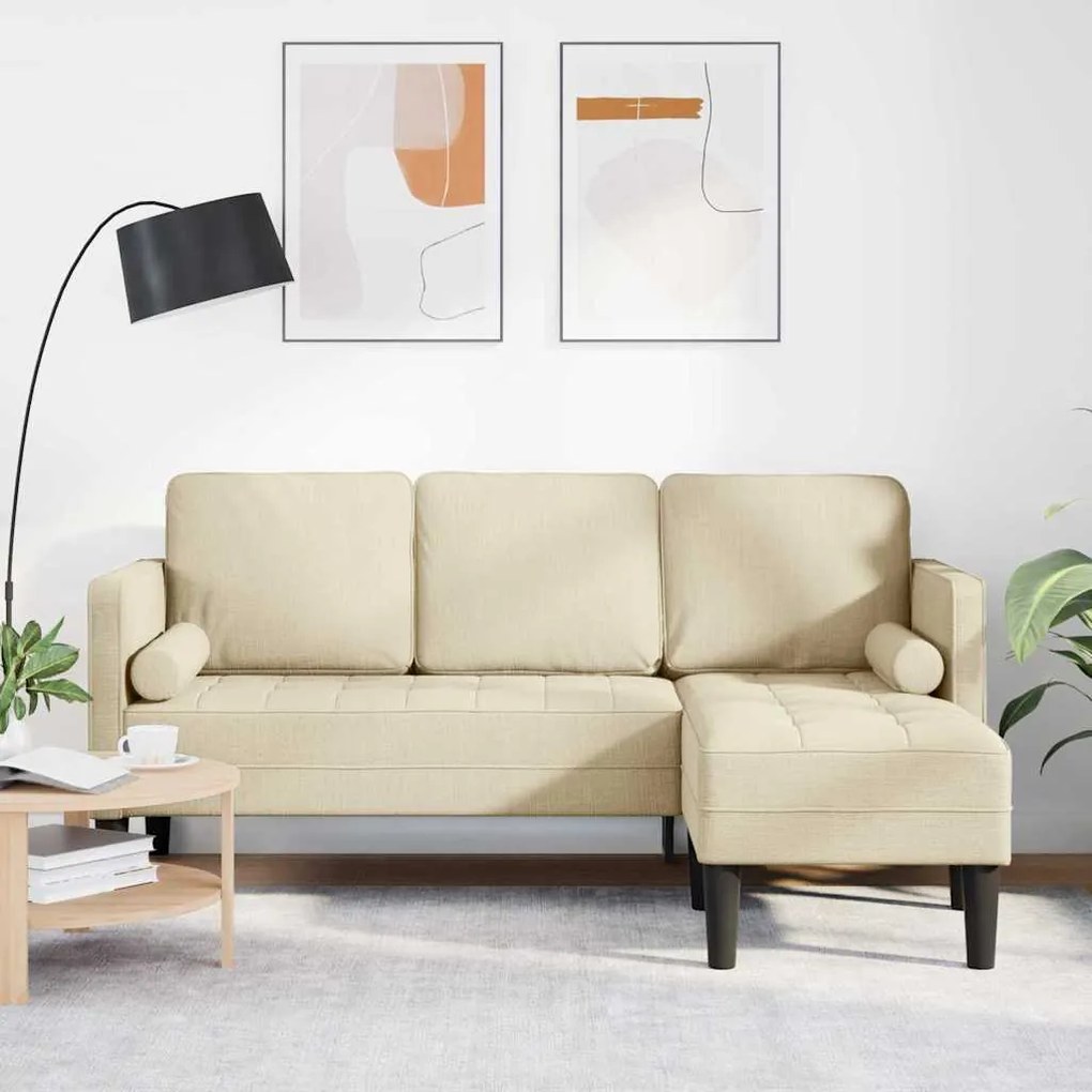 vidaXL Σετ Καναπέ με μαξιλάρι Κρεμ 173 x 131 x 67 εκ Πολυεστέρας