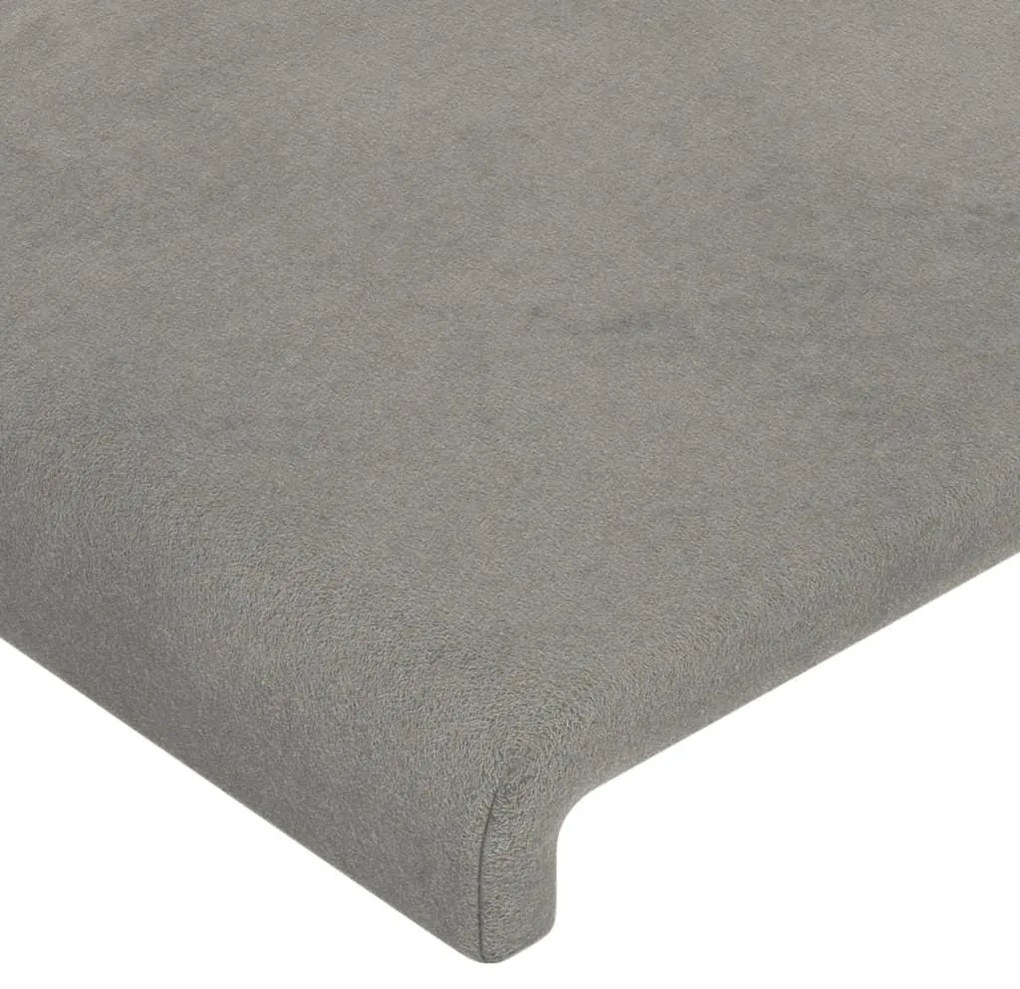 Κεφαλάρι με Πτερύγια Ανοιχτό Γκρι 163x23x118/128 εκ. Βελούδινο - Γκρι