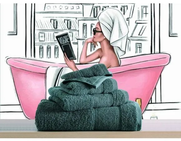 Makis Tselios Home Σετ Πετσέτες 4τμχ Lillie No7 Dark Grey Βάρους 500gr/m²