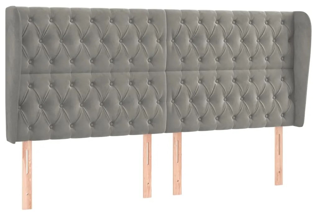 vidaXL Κεφαλάρι με Πτερύγια Ανοιχτό Γκρι 183x23x118/128 εκ. Βελούδινο