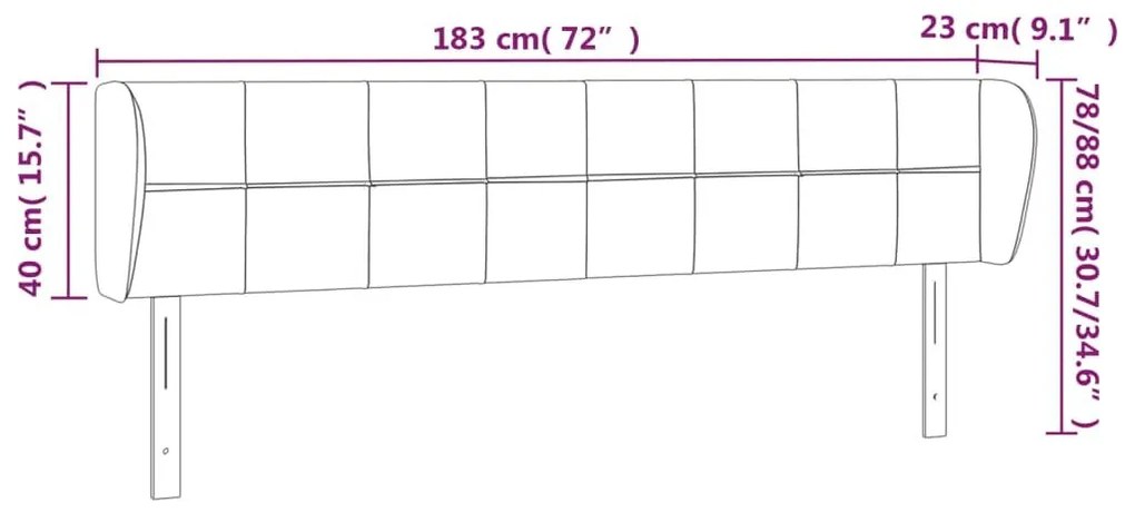 Κεφαλάρι με Πτερύγια Σκούρο Μπλε 183x23x78/88 εκ. Βελούδινο - Μπλε