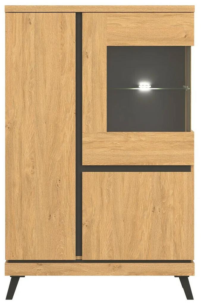 Βιτρίνα Orlando AH103, Μαύρο, Δρυς, Με πόρτες, 145x92x39cm, 49 kg | Epipla1.gr