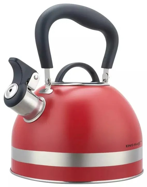 Βραστήρας με σφυρίχτρα Kinghoff KH 1853, 1,8 l, Επαγωγή, Θερμομονωμένη λαβή, Κόκκινο