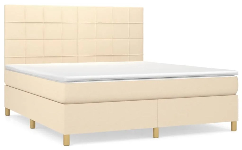 vidaXL Κρεβάτι Boxspring με Στρώμα Κρεμ 160x200 εκ. Υφασμάτινο