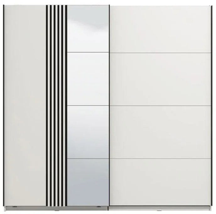 Ντουλάπα με Καθρέφτη Ascalon 220 OG Λευκό - Μαύρο - Λευκό Μάτ 220x61x217 εκ. 220x61x217 εκ.