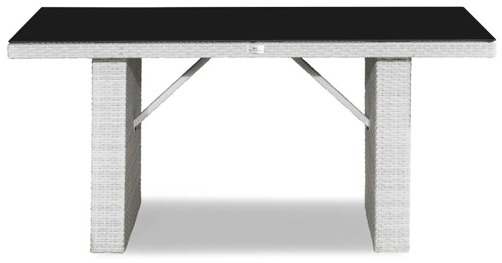 Τραπέζι εξωτερικού χώρου Comfort Garden 1322, 67x85x145cm, Γκρι, Επεξεργασμένο γυαλί, Πλαστικό ψάθινο, Μέταλλο