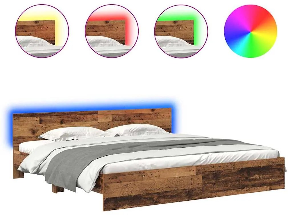 vidaXL Σκελετός Κρεβατιού Παλιό Ξύλο 180 x 200 cm Επεξεργασμένο ξύλο