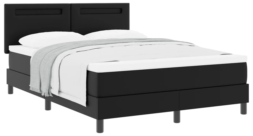 vidaXL Κρεβάτι με Ελατήριο και Στρώμα Μαύρο 140x200 εκ Συνθετικό Δέρμα