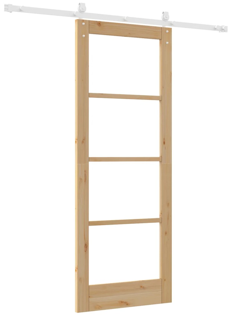 vidaXL Συρόμενη Πόρτα με Σετ Υλικών 78x202 εκ. Συμπαγές Ξύλο Πεύκου