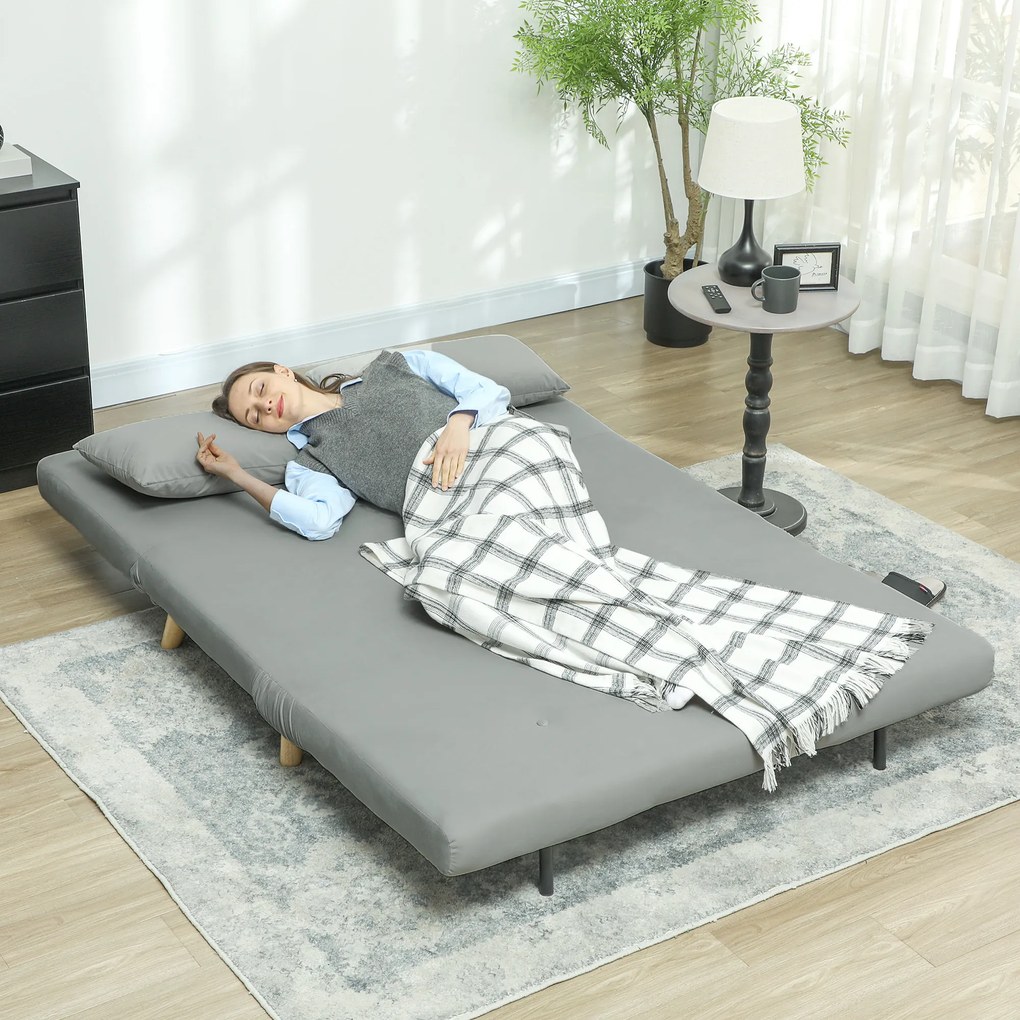 HOMCOM Καναπές-κρεβάτι, Πολυθρόνα-κρεβάτι, Καναπές, συμπεριλαμβανομένων 2 μαξιλαριών, βελούδινη εμφάνιση, 130 x 78 x 79 cm, Ανοιχτό γκρι