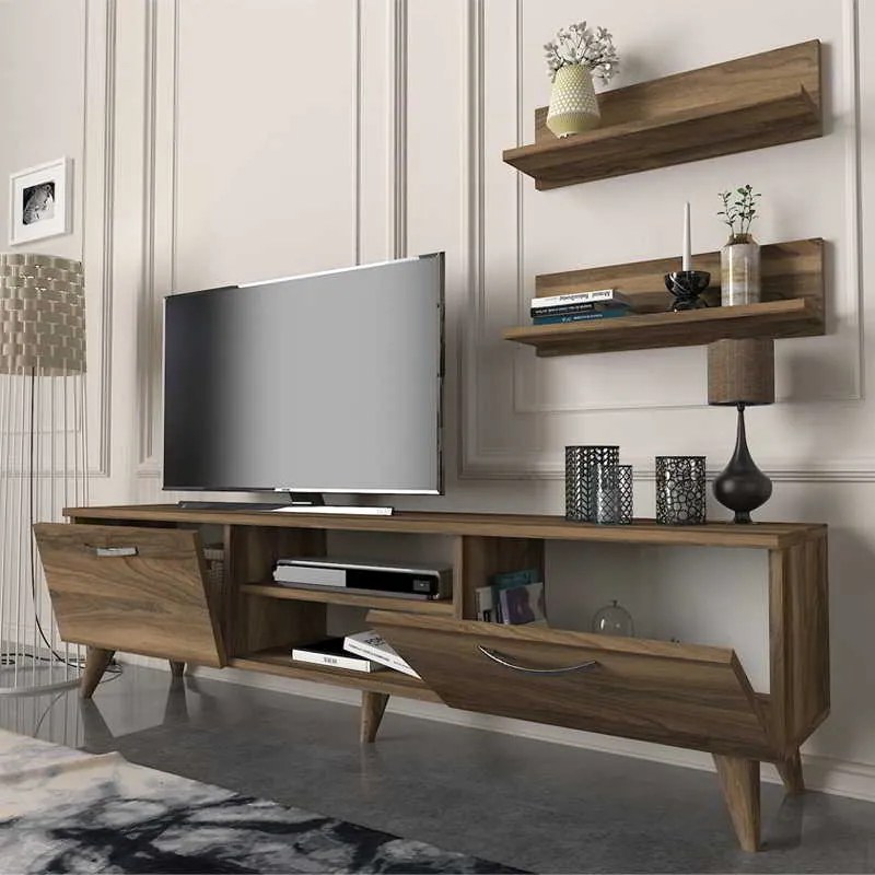 Έπιπλο τηλεόρασης Colin Megapap χρώμα καρυδί 150x29,5x40,6εκ.