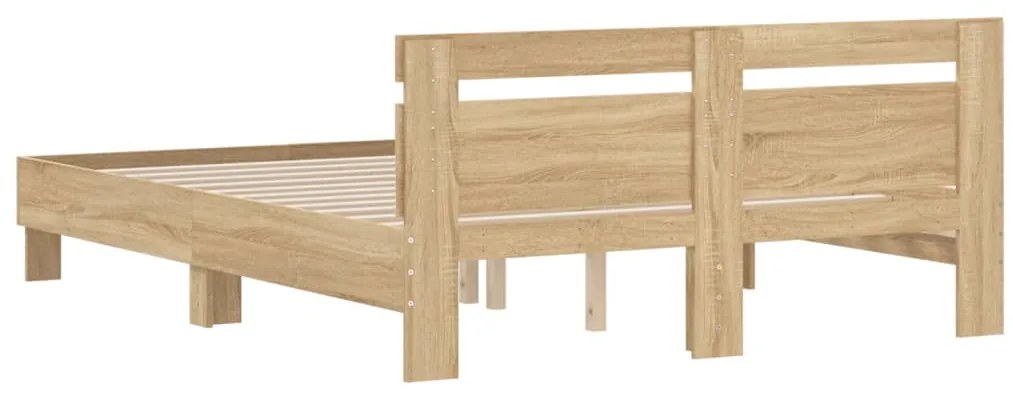 vidaXL Πλαίσιο Κρεβατιού με Κεφαλάρι Sonoma Δρυς 140x200εκ. Επεξ. Ξύλο