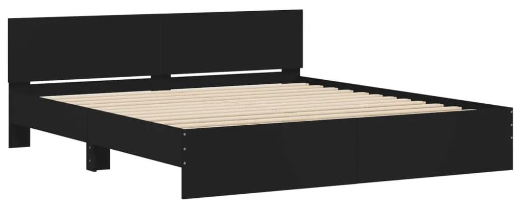 vidaXL Πλαίσιο Κρεβατιού με Κεφαλάρι Μαύρο 160 x 200 εκ