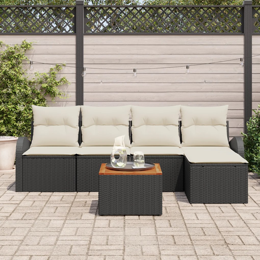 vidaXL Σετ Σαλονιού Κήπου 6 pcs Μαύρος, λευκός Μεγάλο