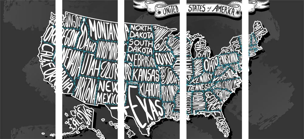 Εικόνα 5 μερών σύγχρονος χάρτης των ΗΠΑ
