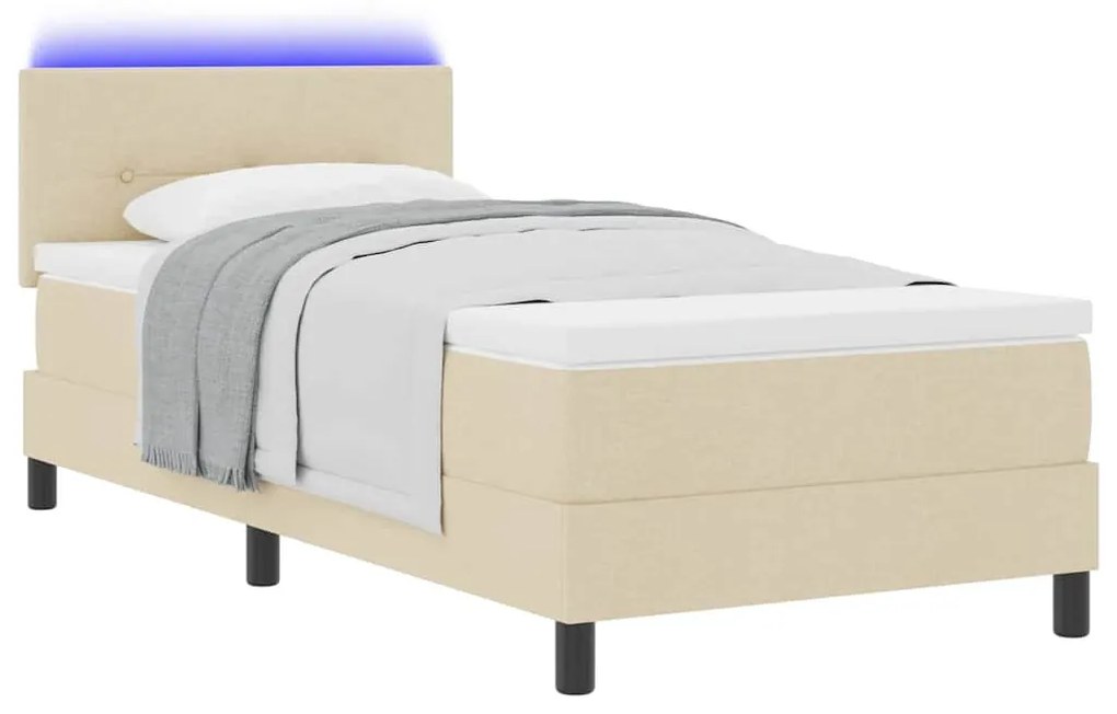 vidaXL Κρεβάτι με ελατήρια με στρώμα Κρεμ 90 x 200 cm ύφασμα
