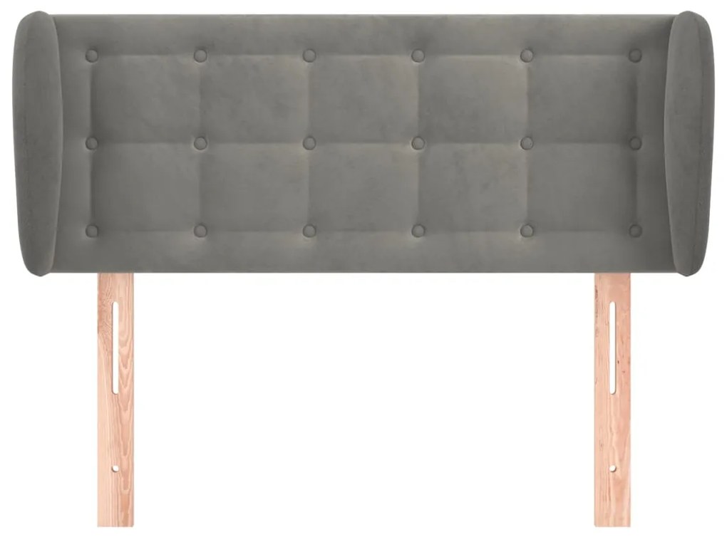 Κεφαλάρι με Πτερύγια Ανοιχτό Γκρι 93x23x78/88 εκ. Βελούδινο 3117614