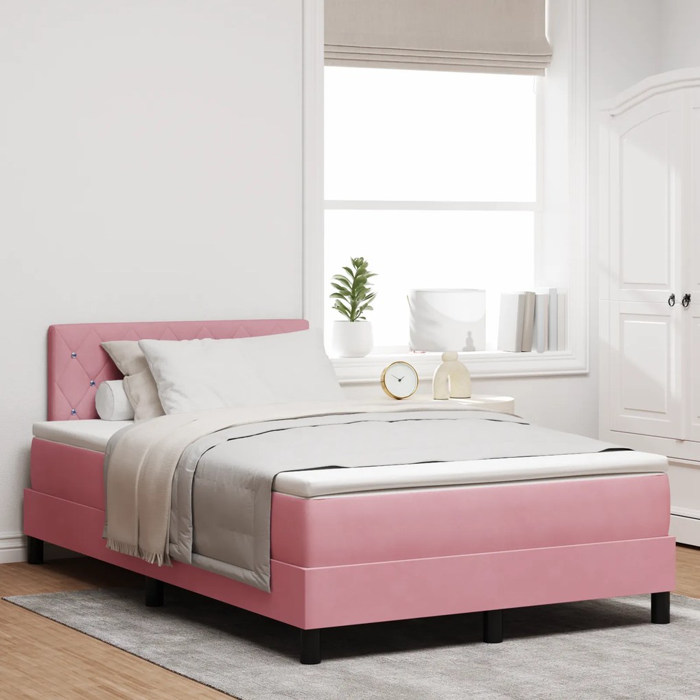 vidaXL Κρεβάτι με Ελατήρια και Στρώμα Ροζ 120 x 190 cm ύφασμα