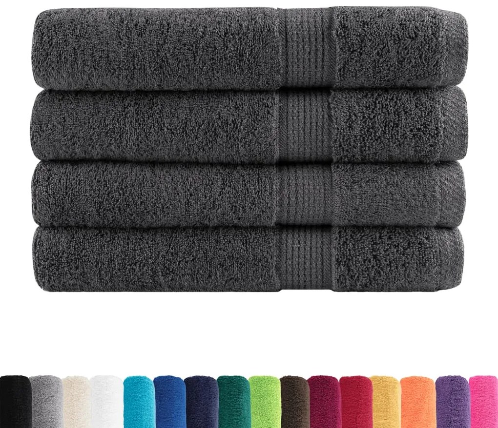 vidaXL Πετσέτες Premium SOLUND 4 τεμ. Ανθρακί 100x200 εκ. 600 γρ./μ²