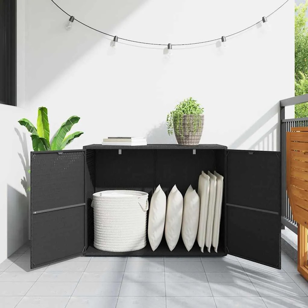 vidaXL Ντουλάπι Αποθήκευσης Κήπου Μαύρο 100x55,5x80 εκ Συνθετικό Ρατάν