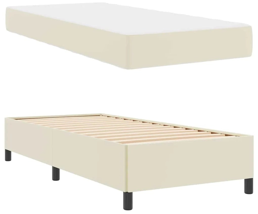vidaXL Σκελετός κρεβατιού με στρώμα Κρεμ 100 x 200 cm Τεχνητό δέρμα