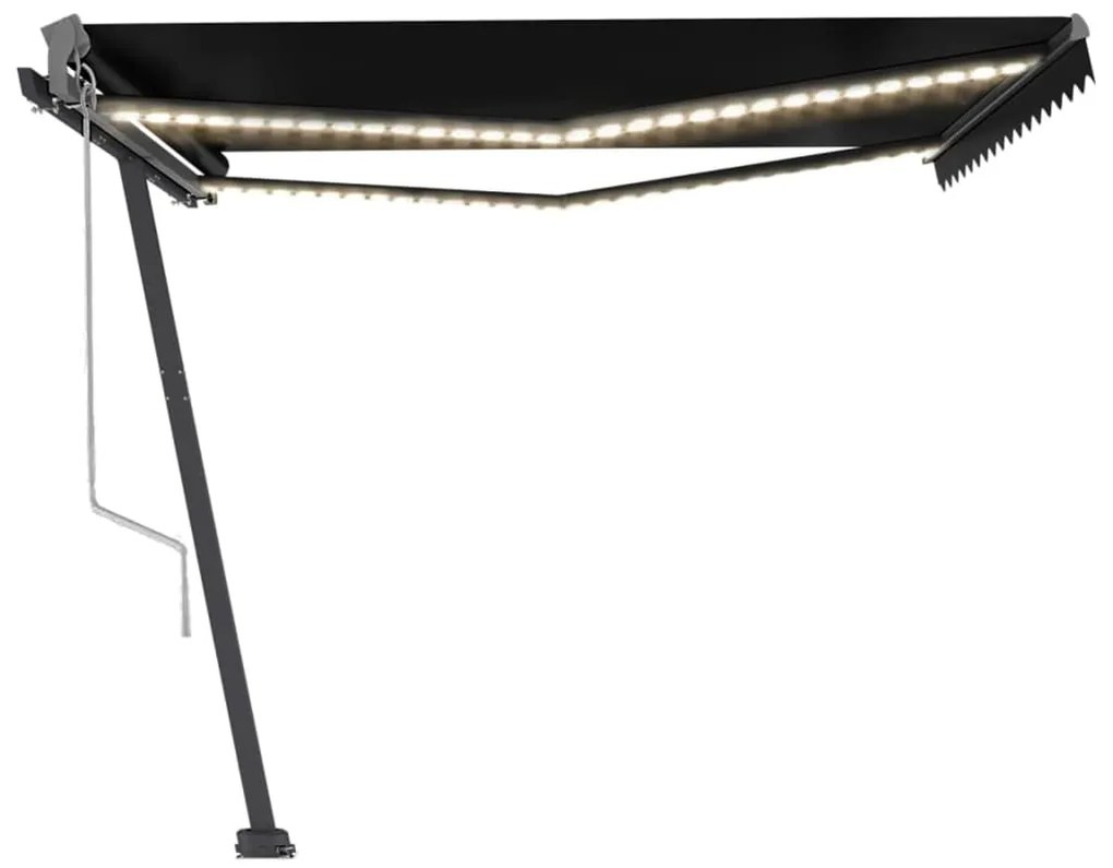 vidaXL Τέντα Αυτόματη με LED &amp; Αισθητήρα Ανέμου Ανθρακί 400x300 εκ.