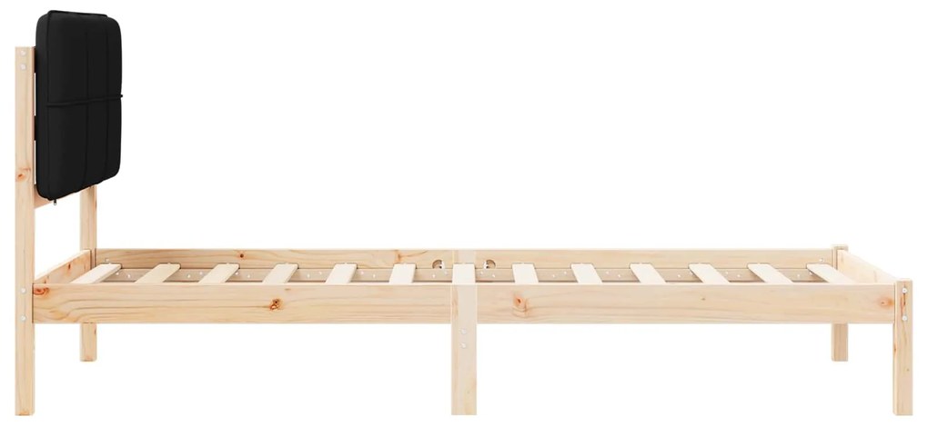 vidaXL Σκελετός Κρεβατιού με Επενδεδυμένο Κεφαλάρι Μαύρο 75 x 190 cm