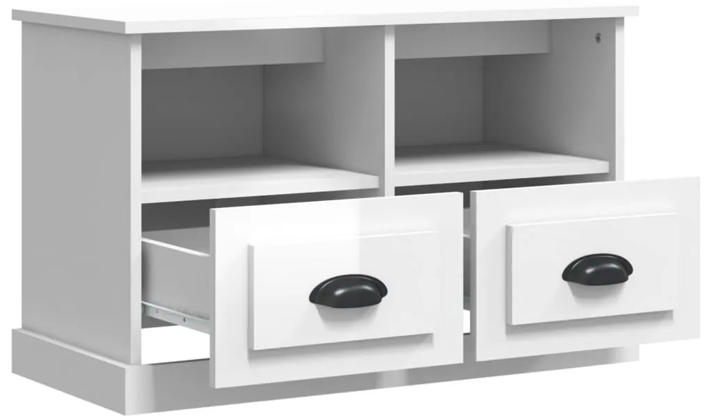 vidaXL Έπιπλο Τηλεόρασης Γυαλ. Λευκό 80x35x50 εκ. Επεξεργασμένο Ξύλο
