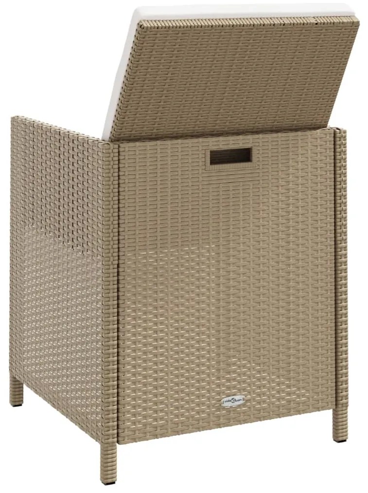 vidaXL Καρέκλες Κήπου 4 τεμ. Μπεζ από Συνθετικό Ρατάν με Μαξιλάρια