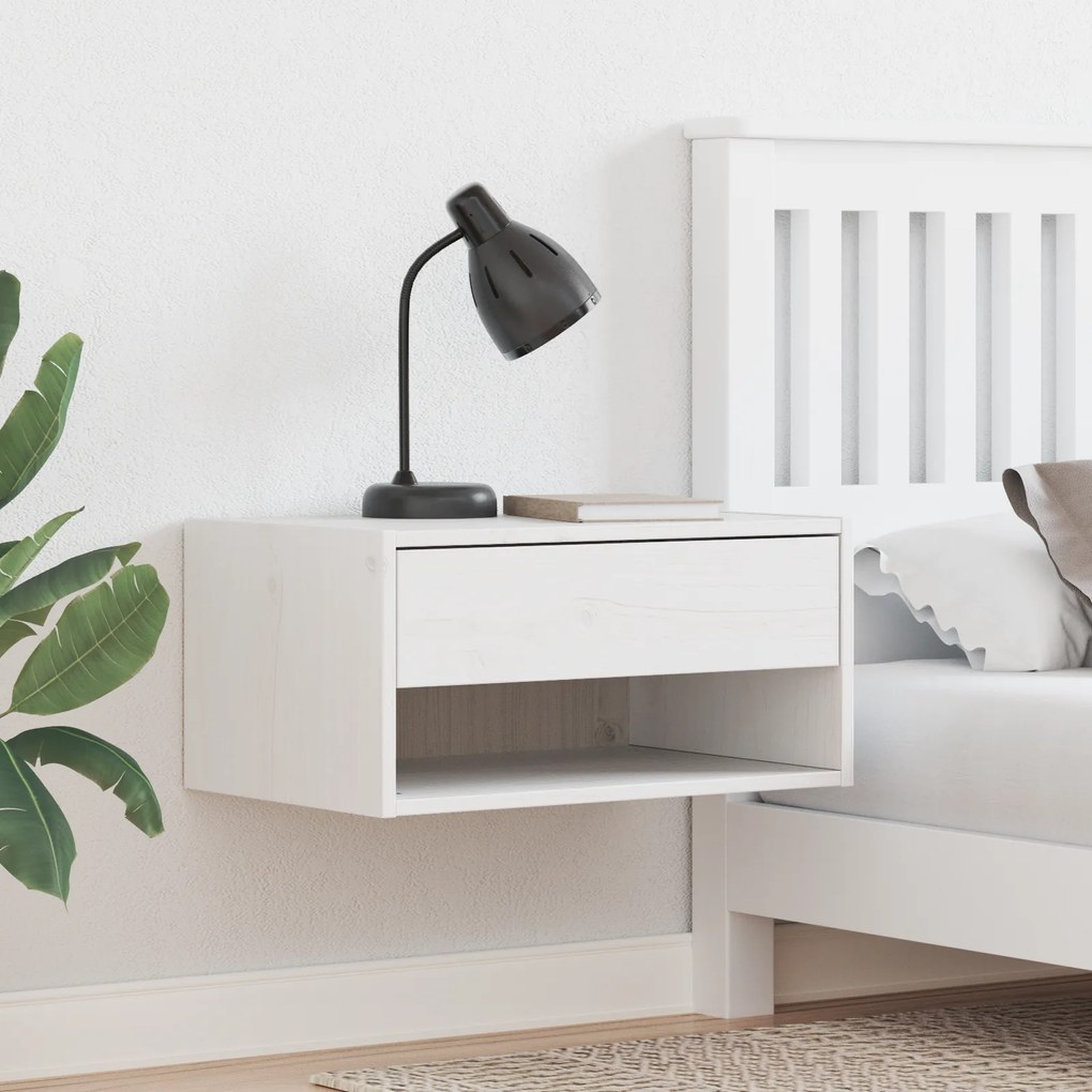 vidaXL Κομοδίνο 2 pcs Λευκό 50 x 32.5 x 24 εκ Μασίφ ξύλο πεύκου