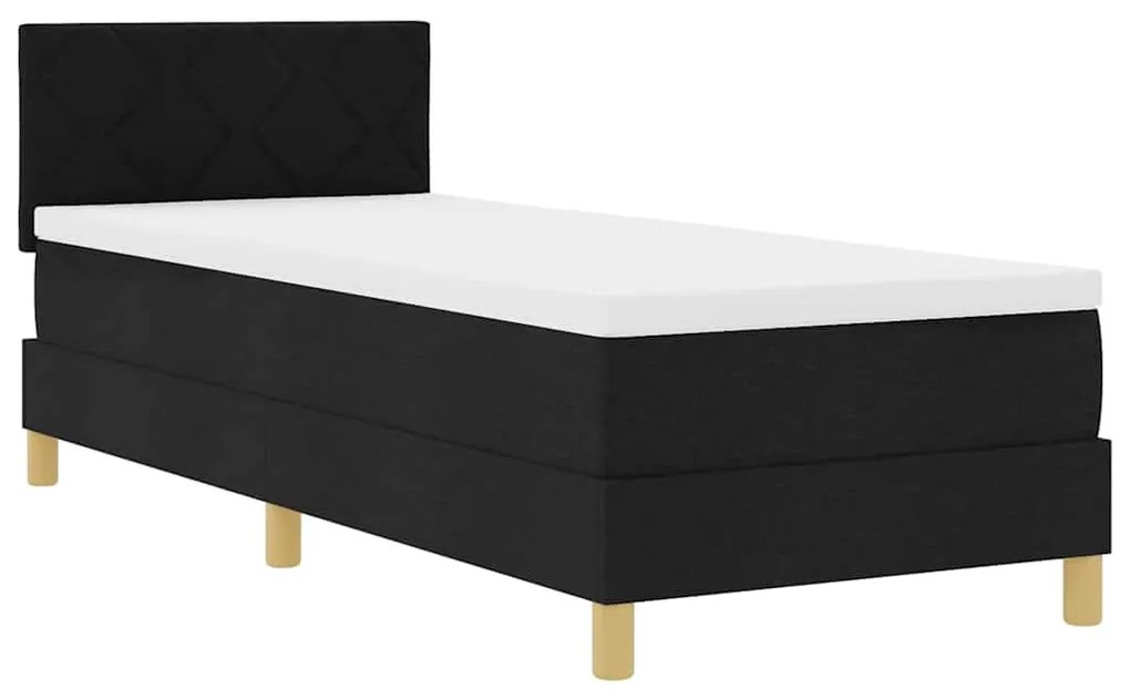 vidaXL LED Κρεβάτι με βάθρο με στρώμα Μαύρο 80 x 200 cm ύφασμα