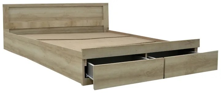 Κρεβάτι διπλό Nalos pakoworld με συρτάρι castillo-oak 140x200εκ - 123-000206