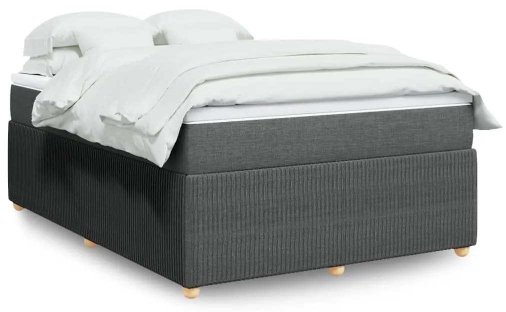 vidaXL Κρεβάτι Boxspring με Στρώμα Σκούρο Γκρι 140x190 εκ. Υφασμάτινο