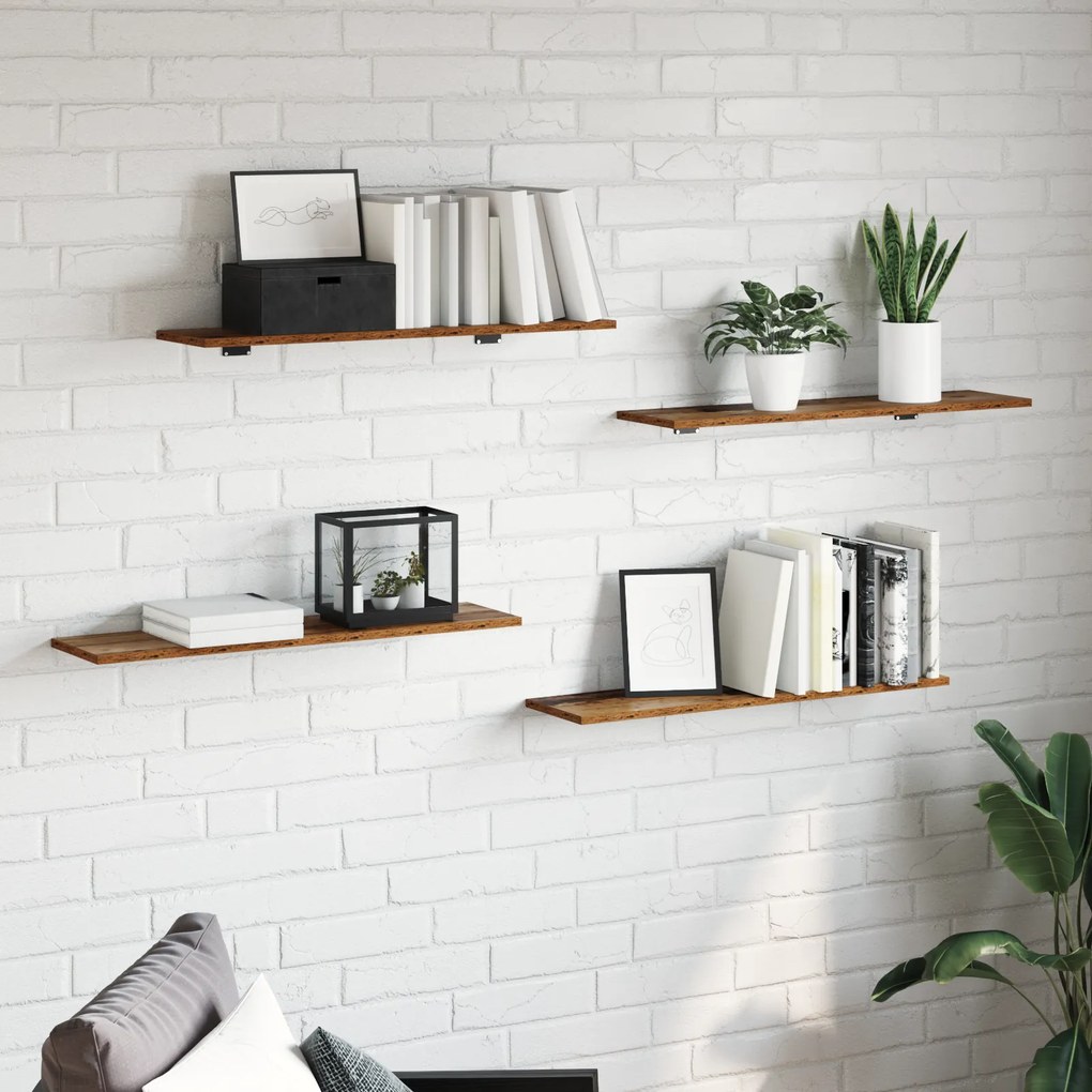 vidaXL Δίσκος Βιβλιοθήκης 4 pcs Καφέ 100 x 40 x 1.5 εκ. Μοριοσανίδα