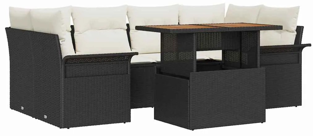 vidaXL Σετ Καναπέ Κήπου με αποθήκευση 7 pcs Μαύρο Πολυ ράταν