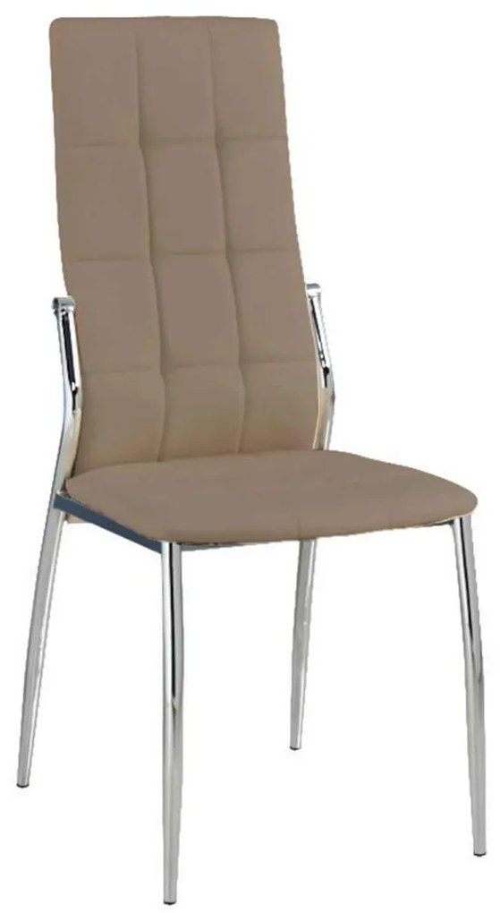 Καρέκλα K/D PRIMA Χρώμιο/Pvc Cappuccino 45x52x100cm (Σετ 4 ΤΕΜ)