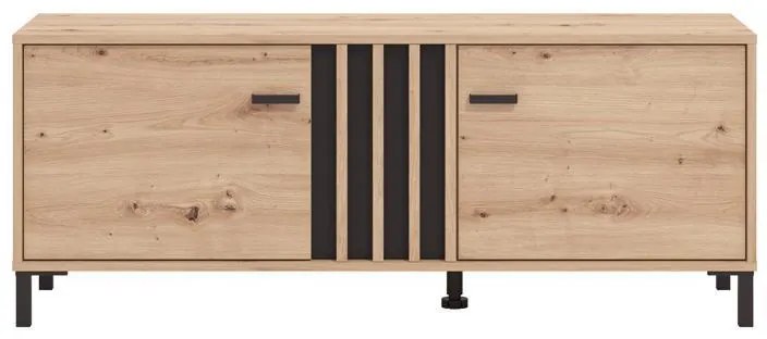 Έπιπλο Τηλεόρασης Laval 131 2K2V Artisan Oak - Μαύρο 132x40x52 εκ. 132x40x52 εκ.