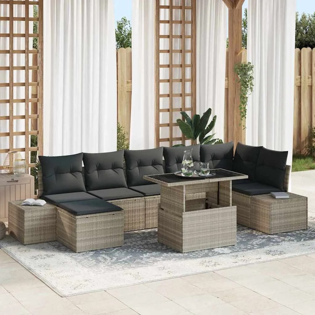 vidaXL Σετ Καναπέ Κήπου με μαξιλάρι 8 pcs Ανοιχτό γκρι