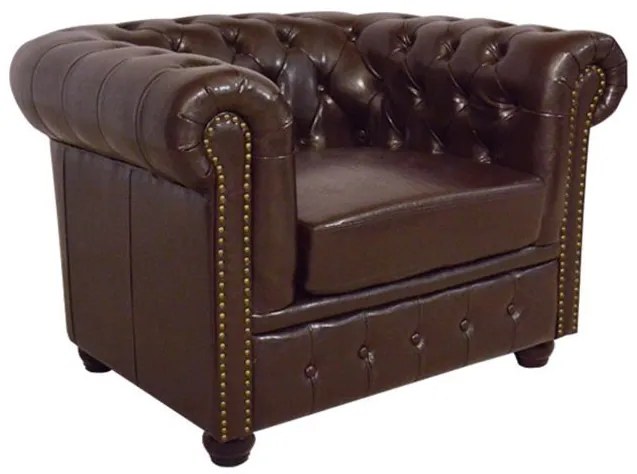 Πολυθρόνα T.Chesterfield Polina PU Σκούρο Καφέ 110x90x73Yεκ.