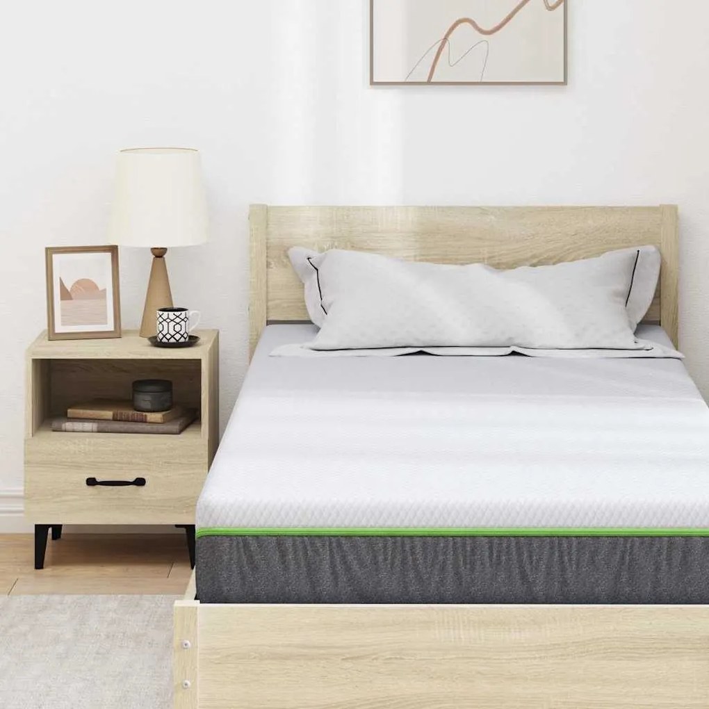 vidaXL Στρώμα Λευκό και Γκρι 90 x 200 cm Τσέπες ελατηρίων