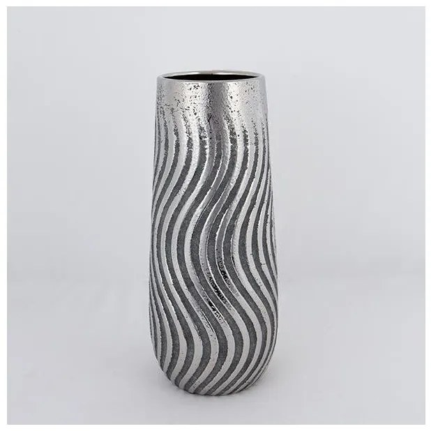 Βάζο Κεραμικό καφέ &amp; Ασημί 14.5x4.5x35cm 752-20386 Estheti-752-20386-Ασημί 752-20386