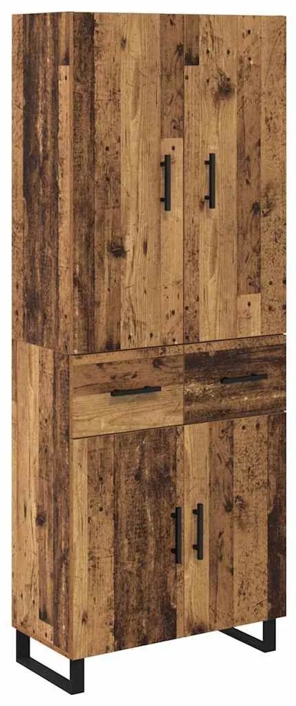 vidaXL Highboard με συρτάρι 2 pcs Παλιό Ξύλο Σύνθετο Ξύλο και Γυαλί