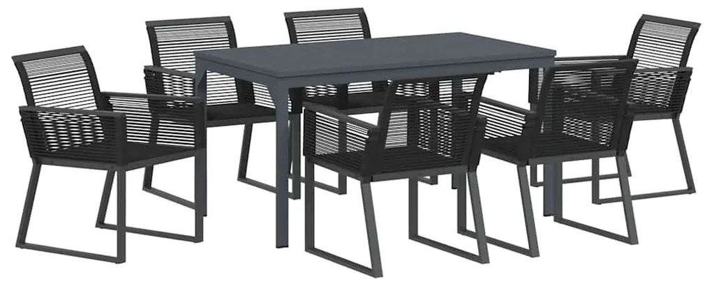 vidaXL Σέτ φαγητού για κήπο 7 pcs Μαύρο Ατσάλι και πολυ-ρατάν