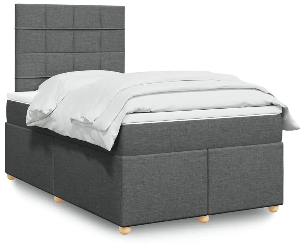 ΚΡΕΒΑΤΙ BOXSPRING ΜΕ ΣΤΡΩΜΑ ΣΚΟΥΡΟ ΓΚΡΙ 120X190 ΕΚ ΥΦΑΣΜΑΤΙΝΟ 3291220