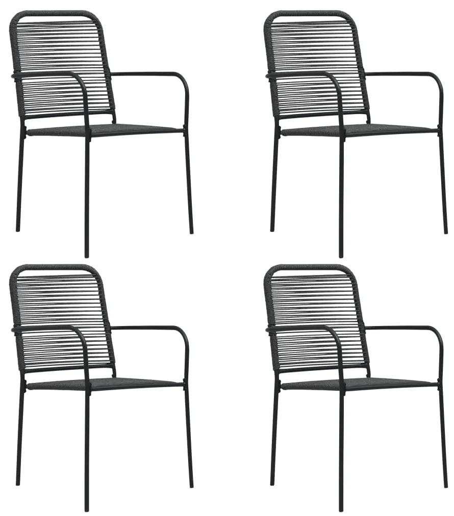 312156 vidaXL Καρέκλες Κήπου 4 τεμ. Μαύρες από Βαμβακερό Σχοινί / Ατσάλι Μαύρο, 1 Τεμάχιο