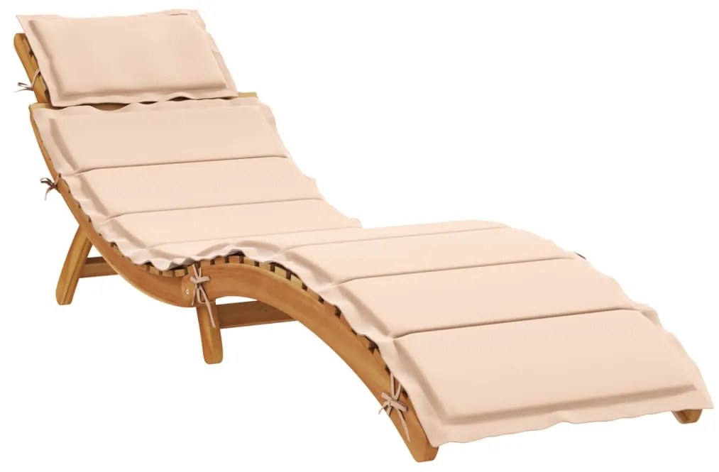 vidaXL Ξαπλώστρα με Μαξιλάρια Μπεζ από Μασίφ Ξύλο Ακακίας